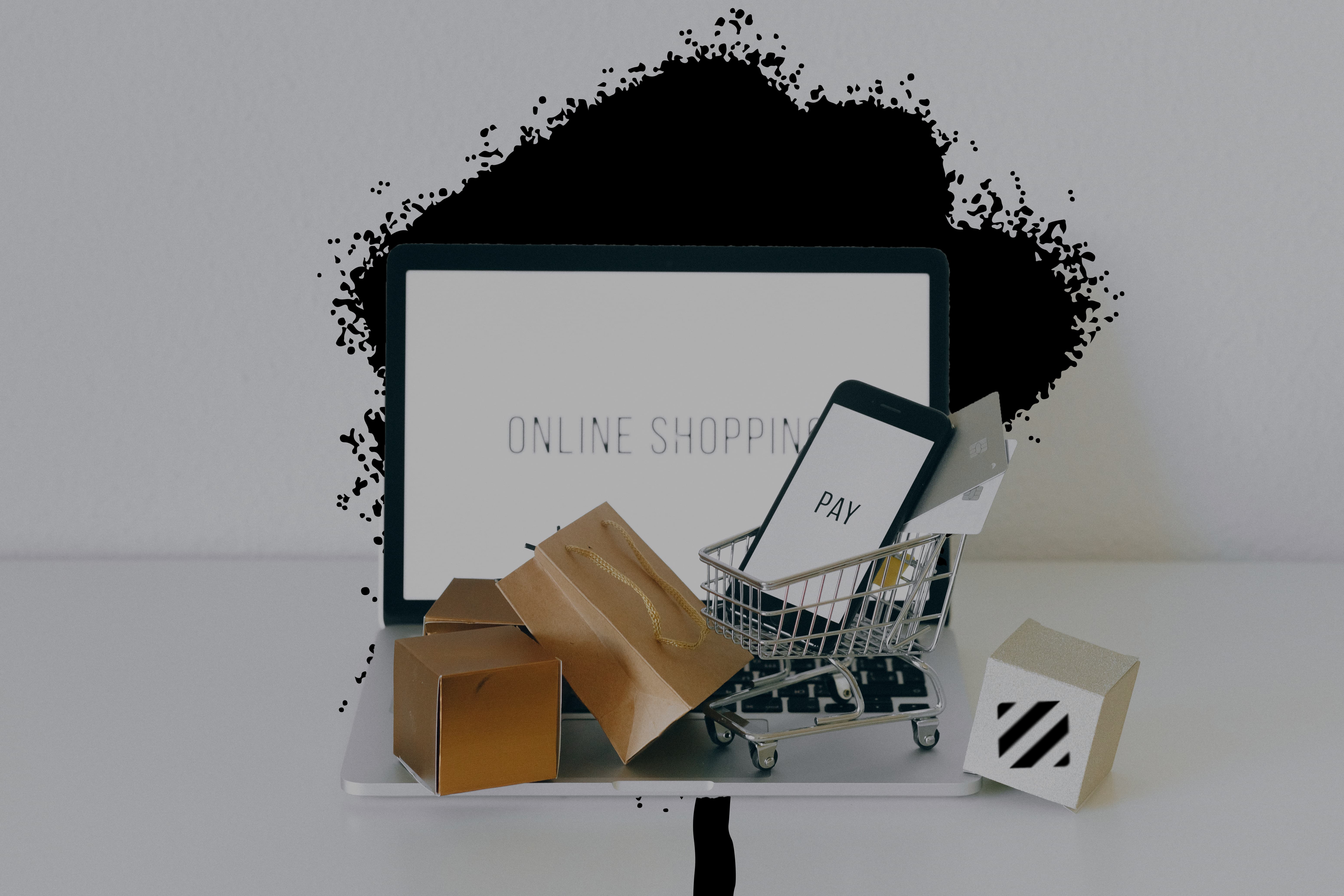  Alışveriş kutuları, alışveriş sepeti ve online alışveriş göstergesi. 